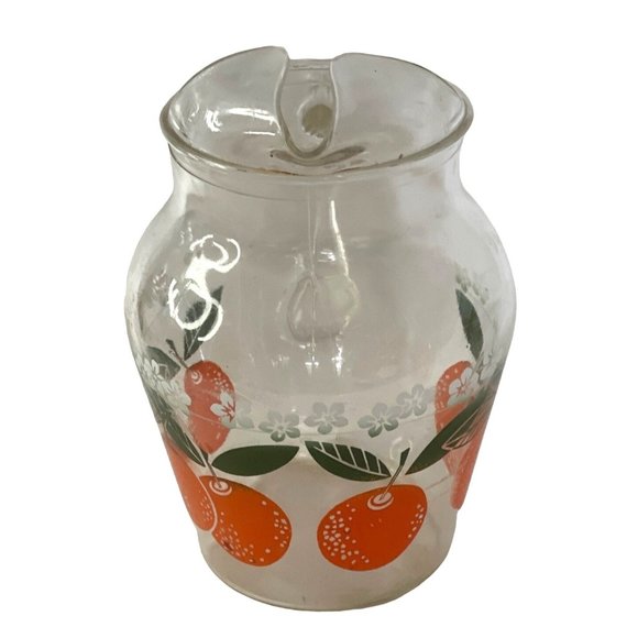 Vintage Orange Juice Pitcher MCM Libbey Glass 7.5" x 3.5" - Picture 3 of 13